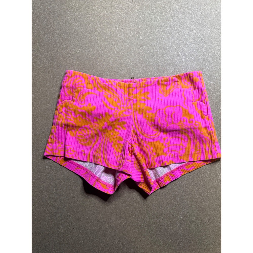 Lilly Pulitzer Hot Pink Orange Floral Corduroy Shorts‎ Size 00